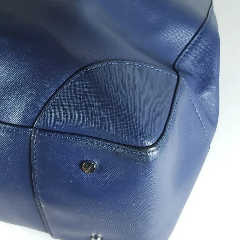 Tory Burch Robinson East West Blue Leather Large Top Handle Tote Bag Handbag